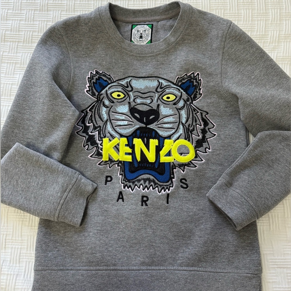 Kenzo Gray Sweatshirt with Vibrant Tiger Motif